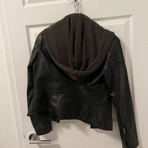 Free People Leather Jacket - with hood!